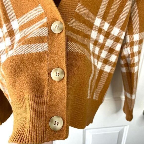 Rachel Zoe Burnt Orange Plaid Oversized Button Cardigan Size XS - Picture 5 of 6
